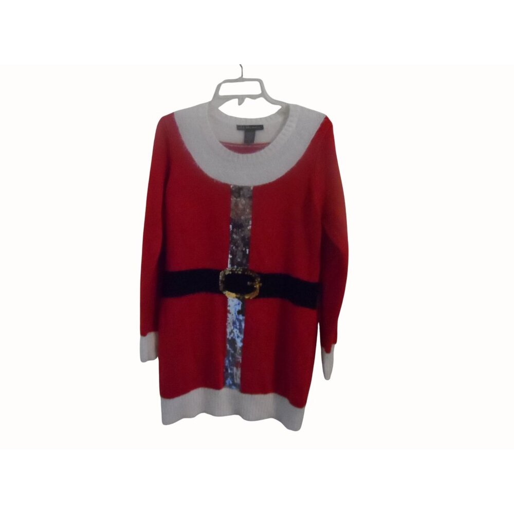Santa Claus Sequin Christmas Sweater Tunic or Dress Womens Size M - Picture 5 of 9